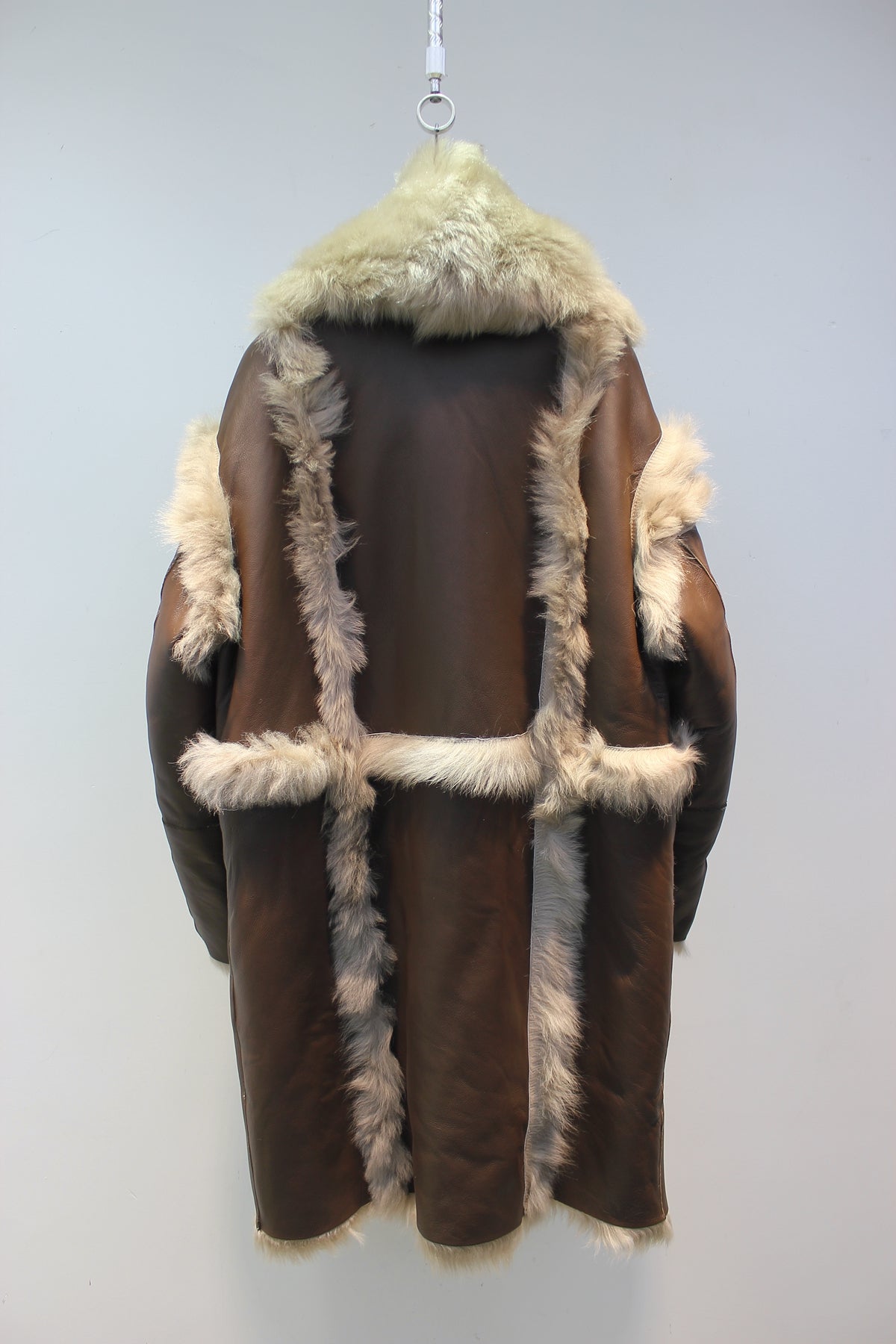 Tuscan sheepskin one-piece navy collar biker short fur coat