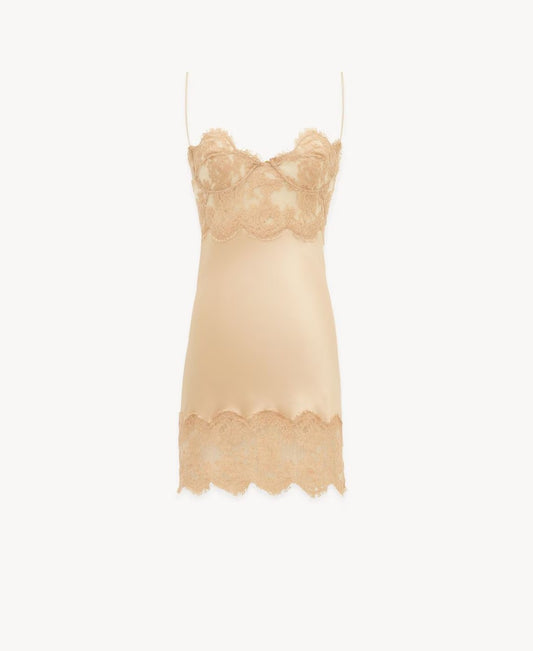 Lace panel silk suspender skirt