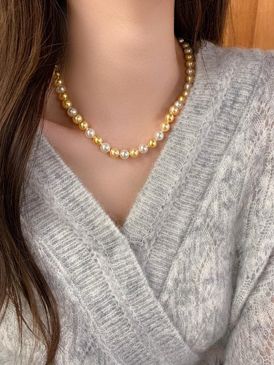 Women's light luxury south sea gold pearl necklace