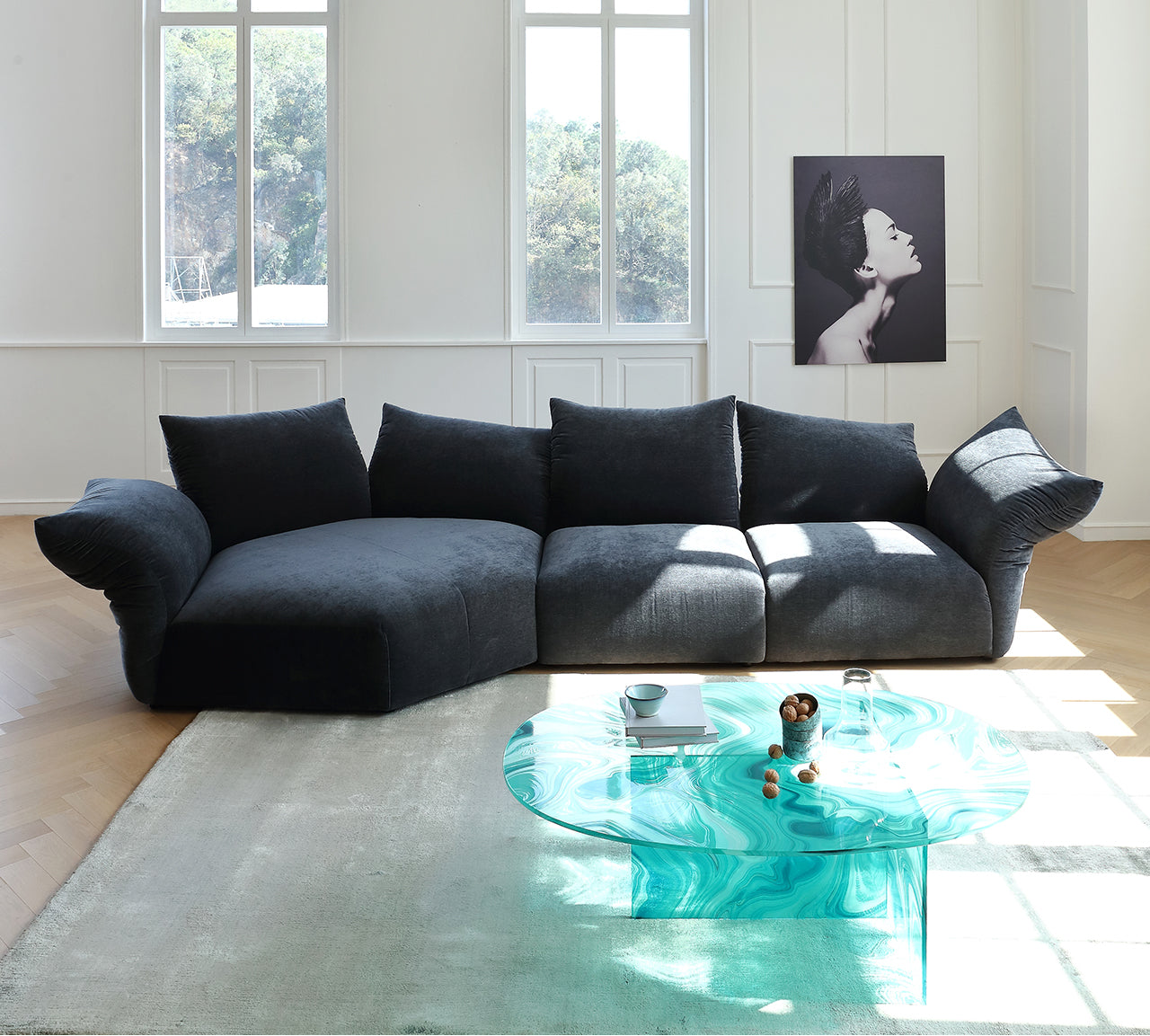 Italian minimalist petal sofa designer creative special-shaped modular sofa corner fabric sofa