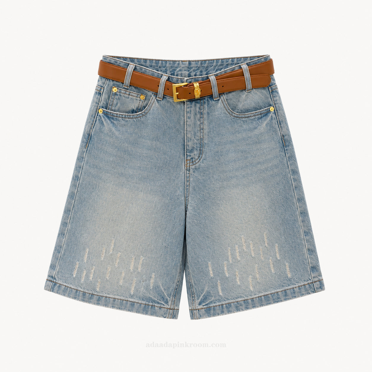 Denim Bermuda Shorts with Belt