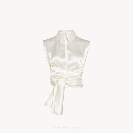 SATIN WRAP SHIRT TOP