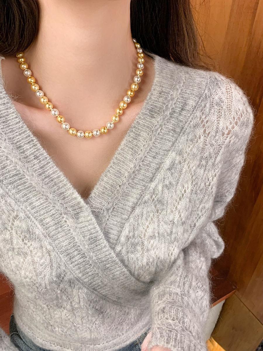 Women's light luxury south sea gold pearl necklace