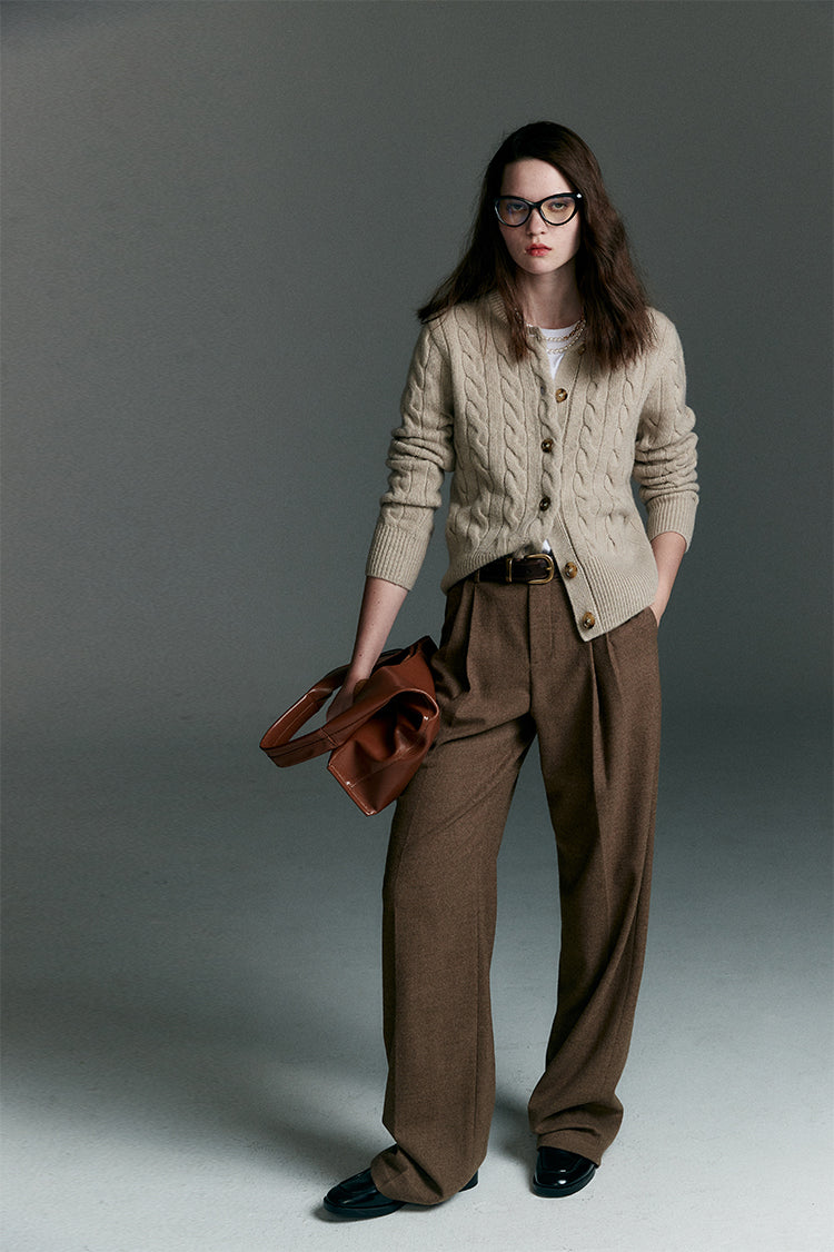 Vintage cable knit wool and cashmere