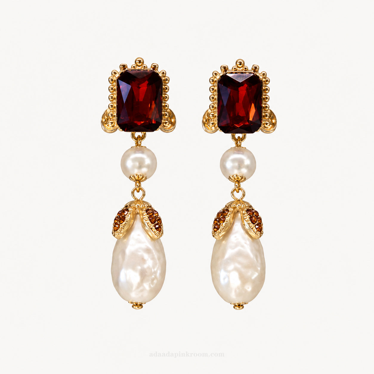 Pearl Gem Drop Earrings