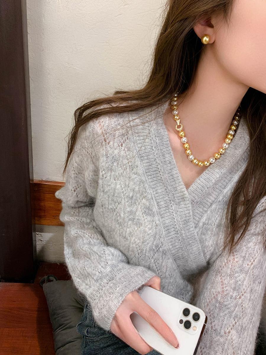 Women's light luxury south sea gold pearl necklace