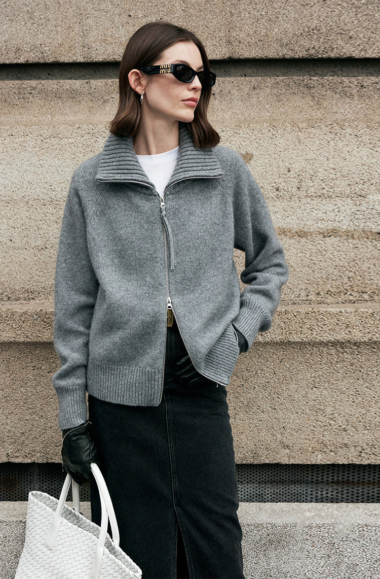 Christmas limited flow heart yellow/smart gray CHILL large lapel knitted