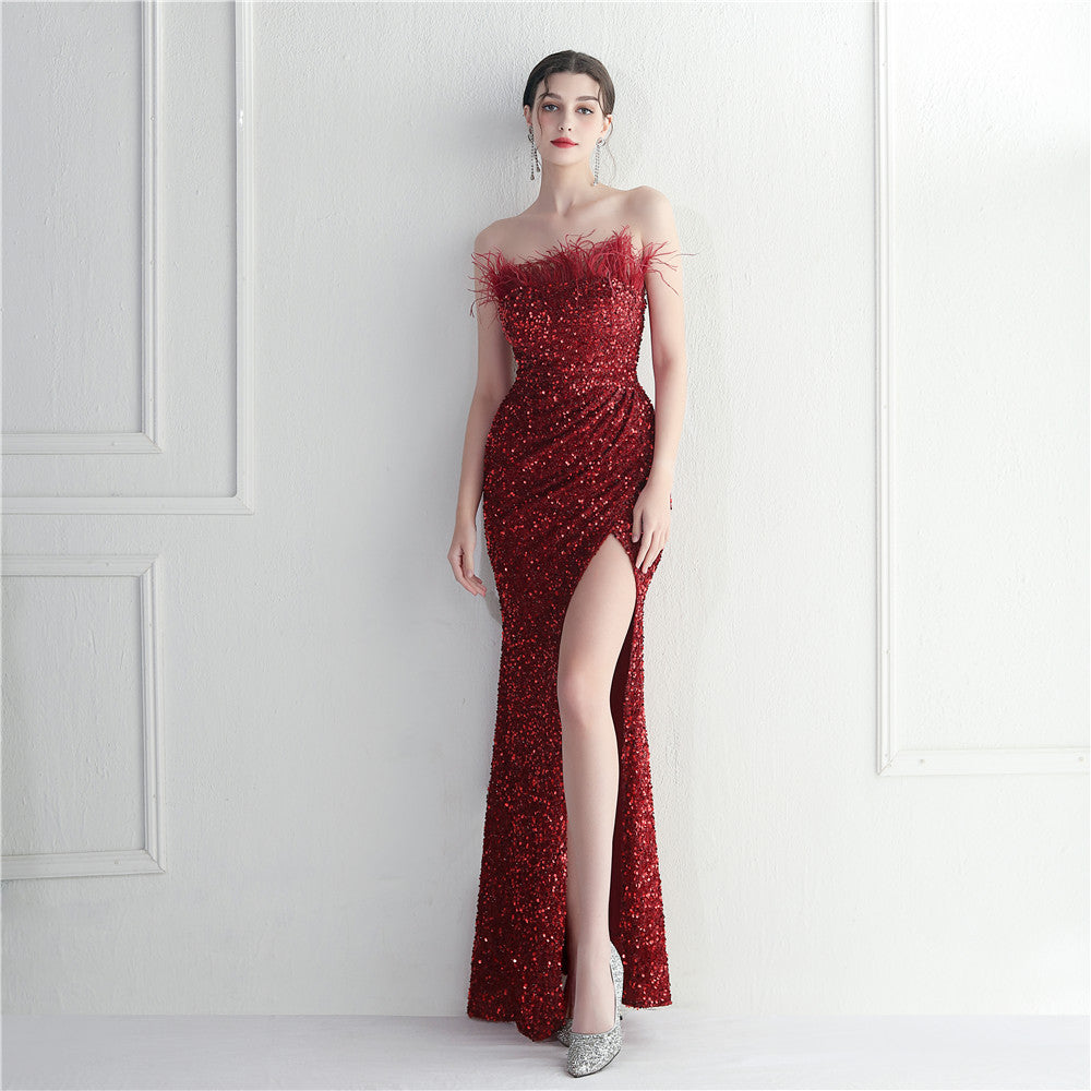 Celebrity Party Dinner Nightclub Strapless Long Dress