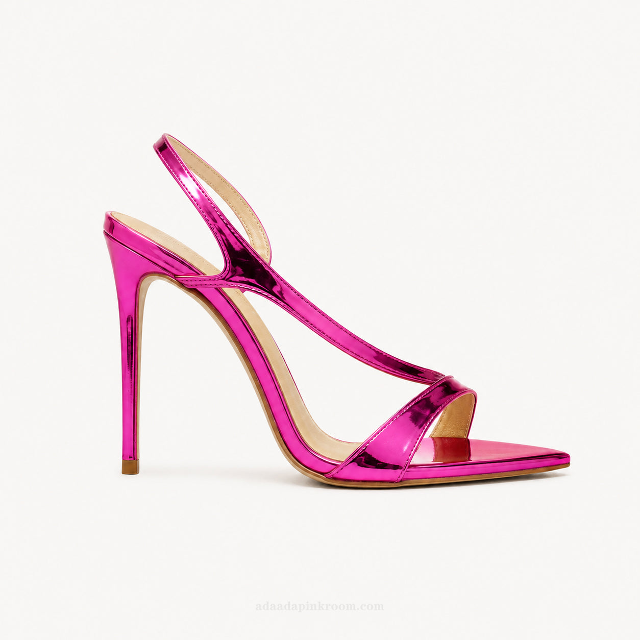Mirror Pink Strappy Heeled Sandals