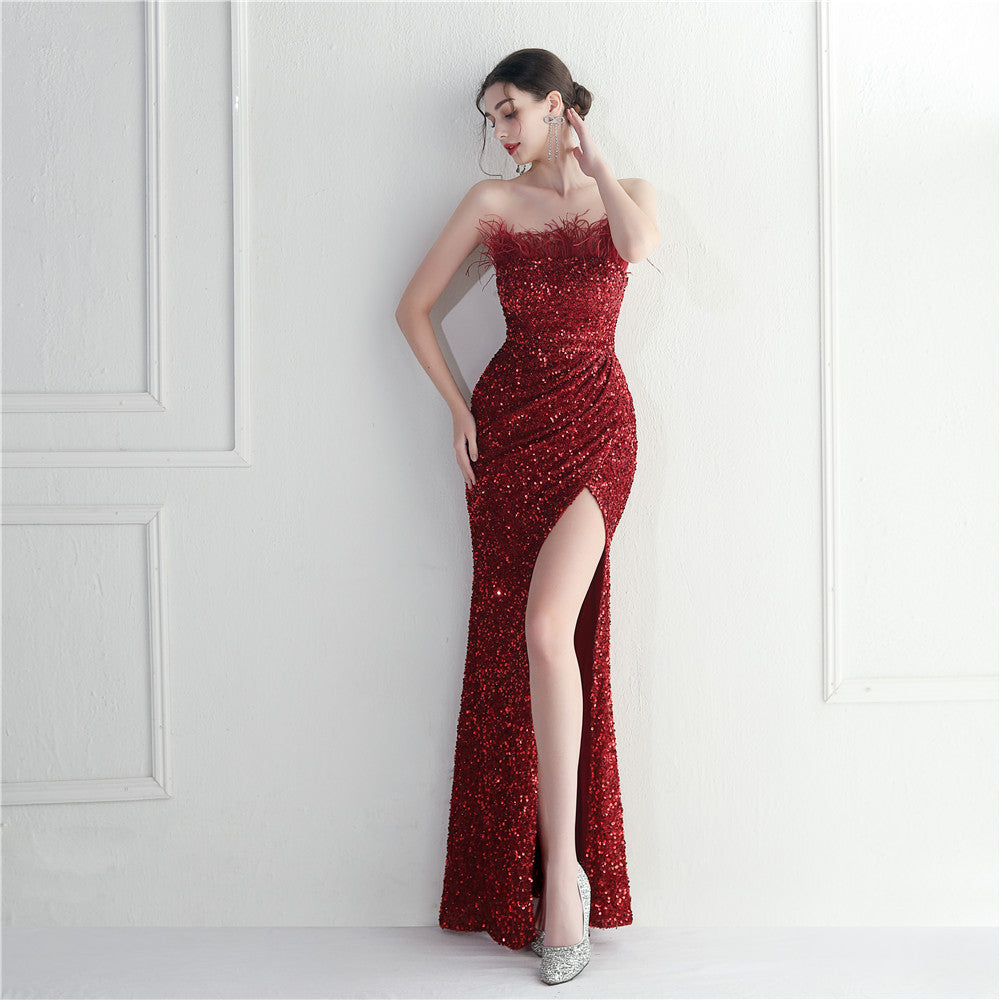 Celebrity Party Dinner Nightclub Strapless Long Dress