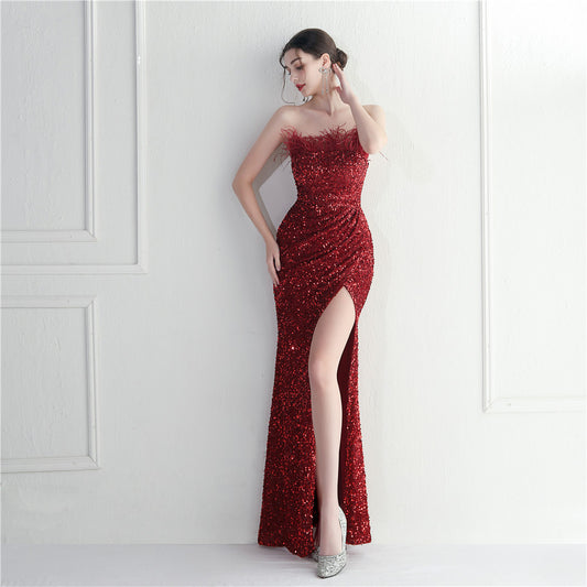 Celebrity Party Dinner Nightclub Strapless Long Dress