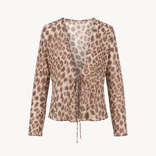 Leopard Tie-Front Blouse
