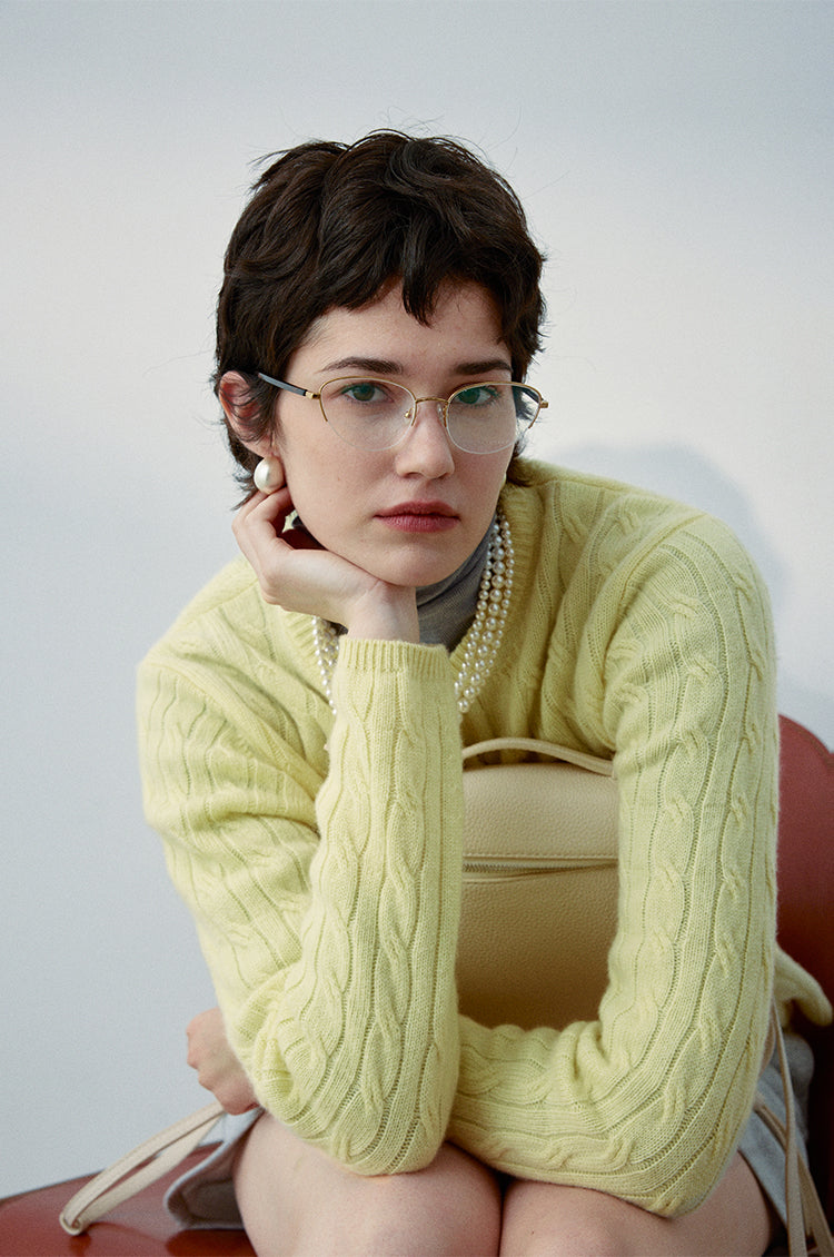 Pure cashmere cable knit sweater
