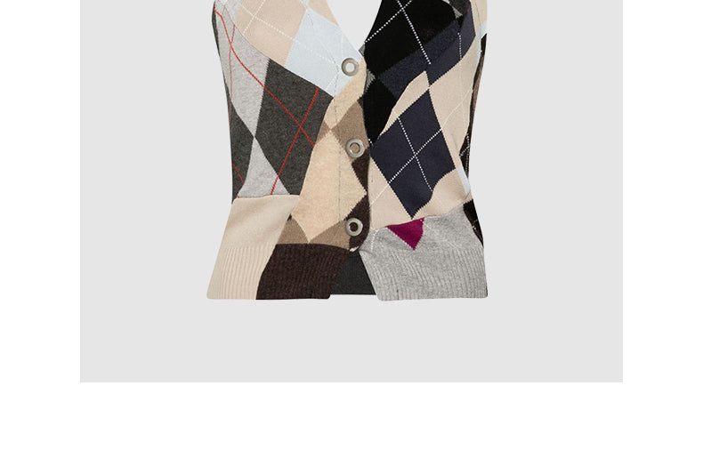 Spliced plaid halter neck strap