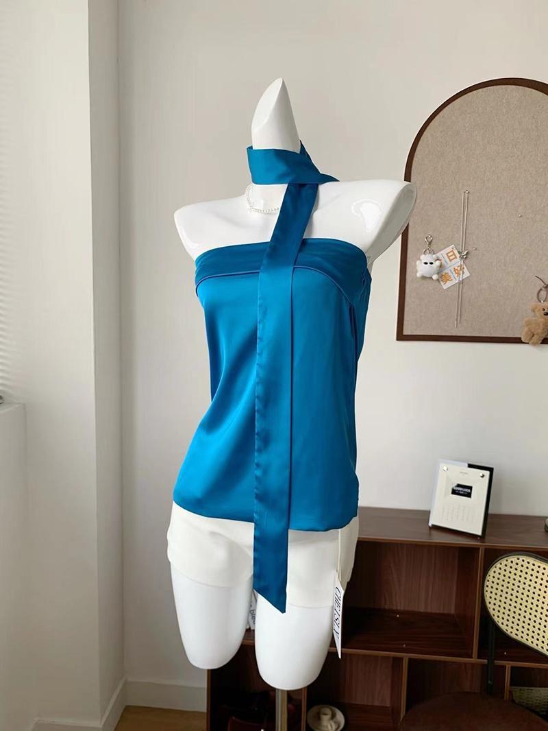 Strapless satin top with bra wrap
