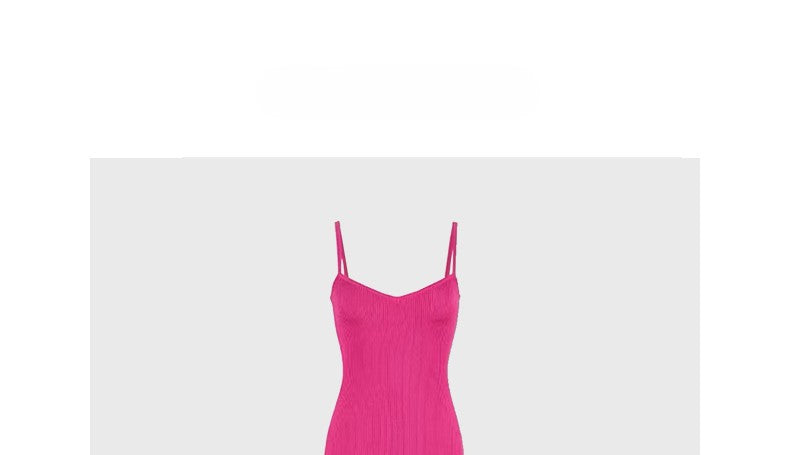 Rose red fishtail knitted suspender dress