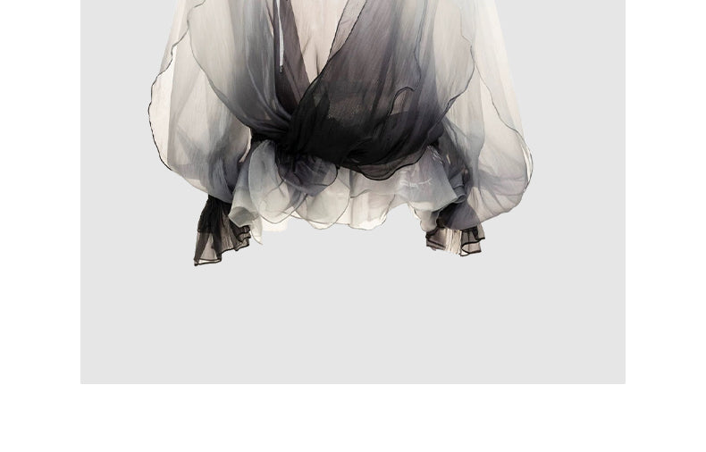 French gradient one-shoulder top with ladylike temperament