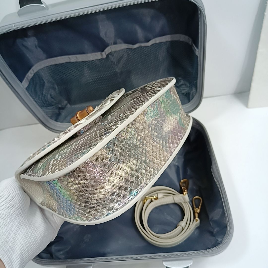 Luxurious genuine python skin bamboo bag 22cm fashionable women's bag