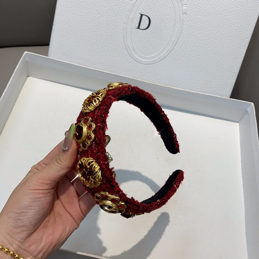 Lady-level high-end red rhinestone headband