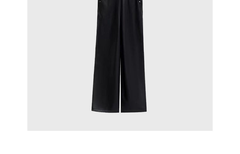 Black PU leather overalls