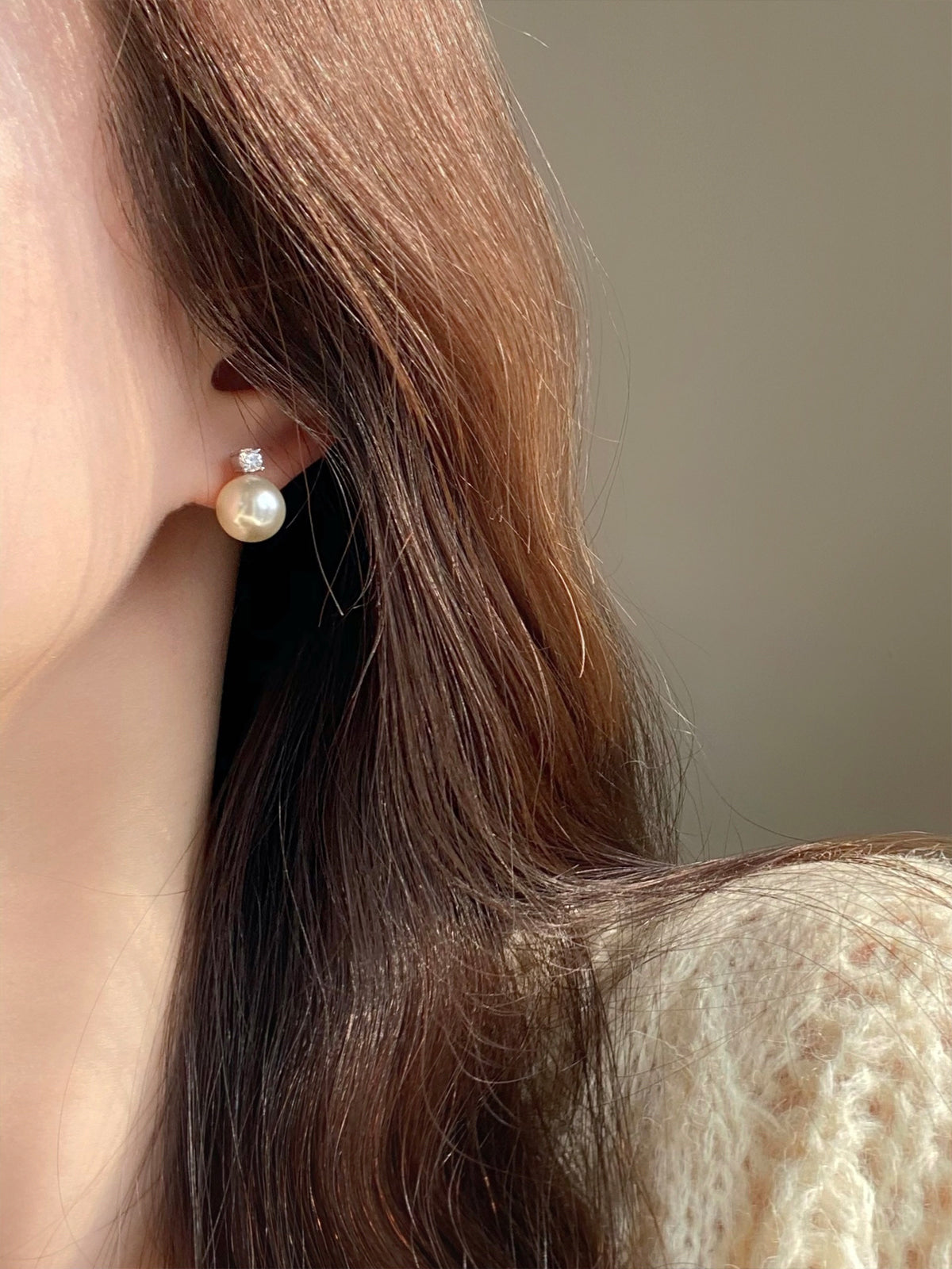 Princess Dai's same style pearl earrings for women 925 sterling silver French retro earrings