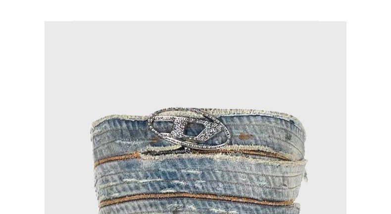 Denim tube top vest with hot girl style