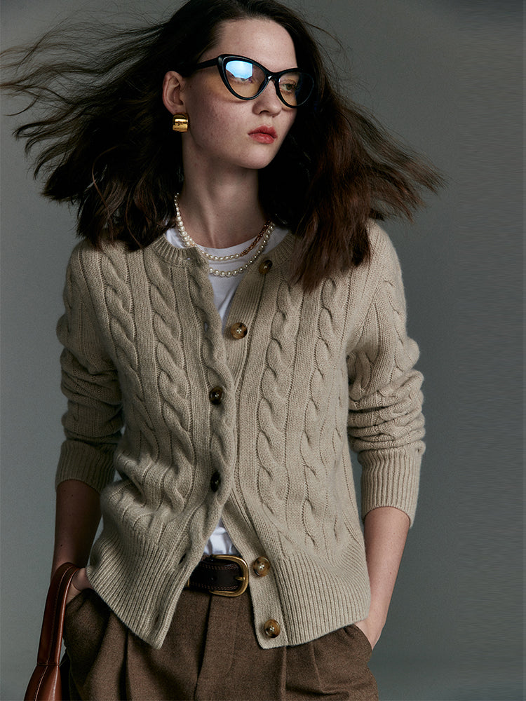 Vintage cable knit wool and cashmere