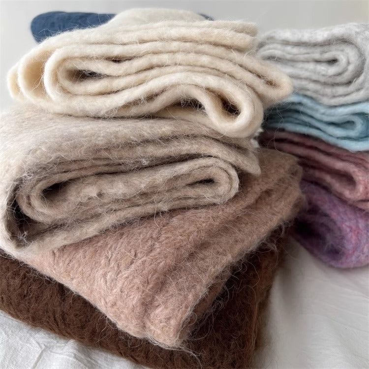 Wool blend knitted scarf