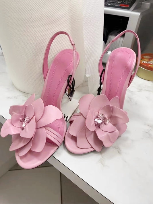 Sakura pink flower crystal fairy sandals
