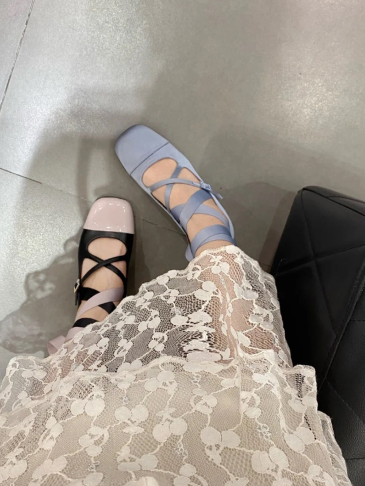 Thick Heel Square Toe Strap Color Matching Light Mary Jane