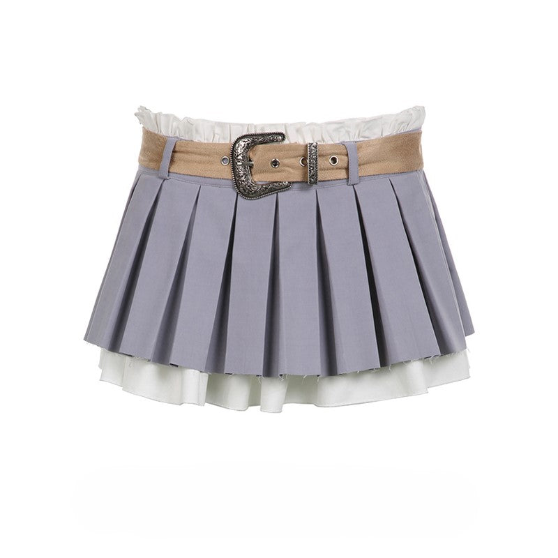 College workwear style tube top vest + double pleated skirt