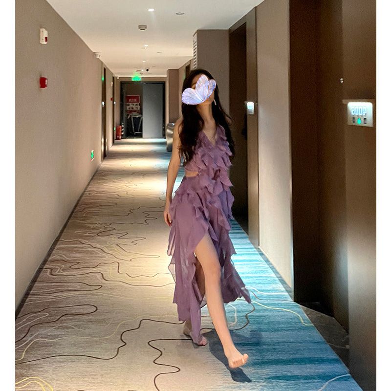 Purple ruffle dress