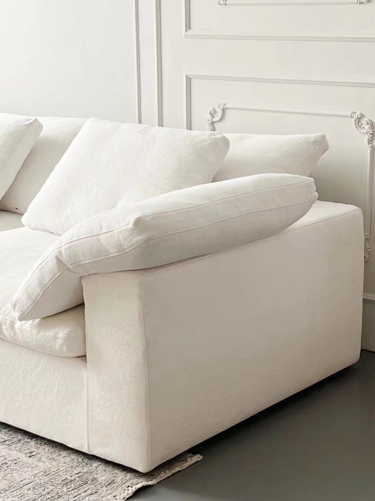 Cloud sofa cream style Italian living room down high-end villa linen cotton linen lazy fabric sofa