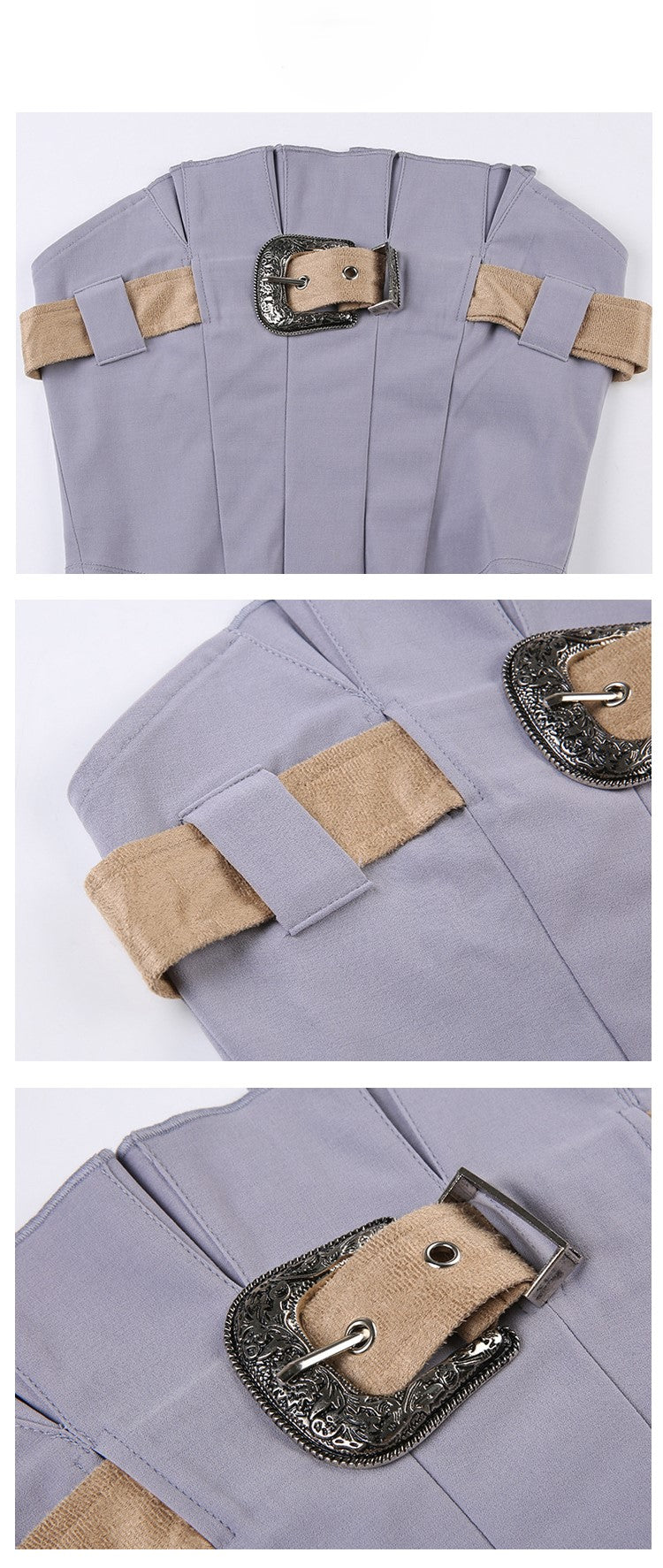 College workwear style tube top vest + double pleated skirt