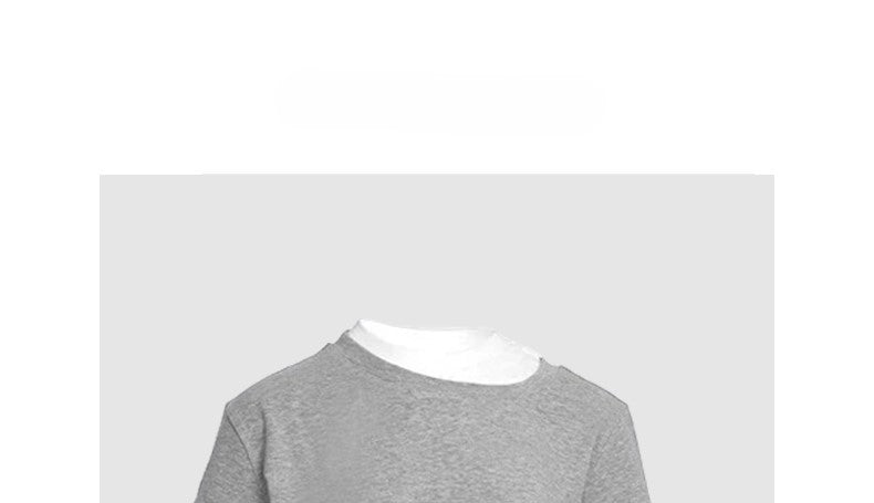 Gray fake two-piece short-sleeved patchwork contrasting T-shirt
