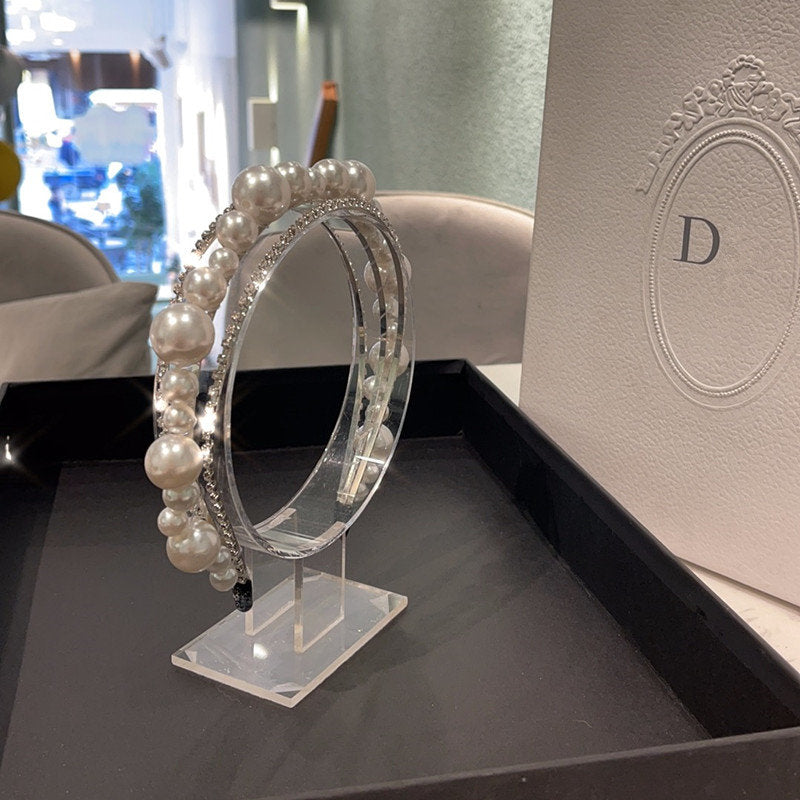Pearl Headband Double Drainage Diamond Hair Accessory