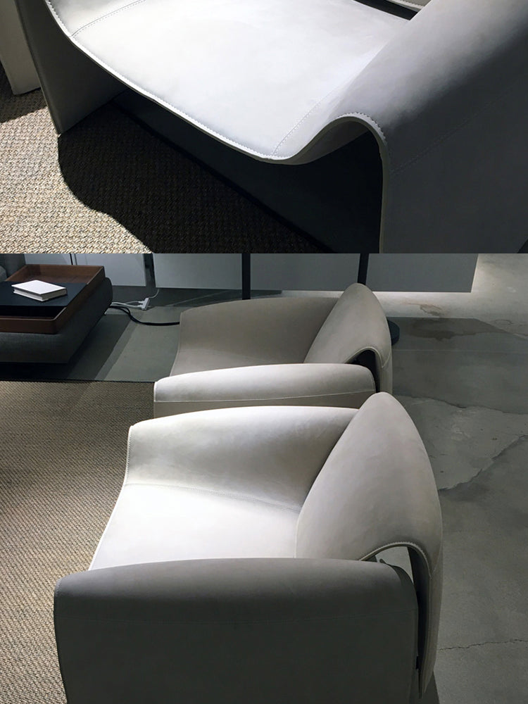 Single sofa full leather Italian minimalist living room LE CLUB crab armrest leisure chair lounge chair