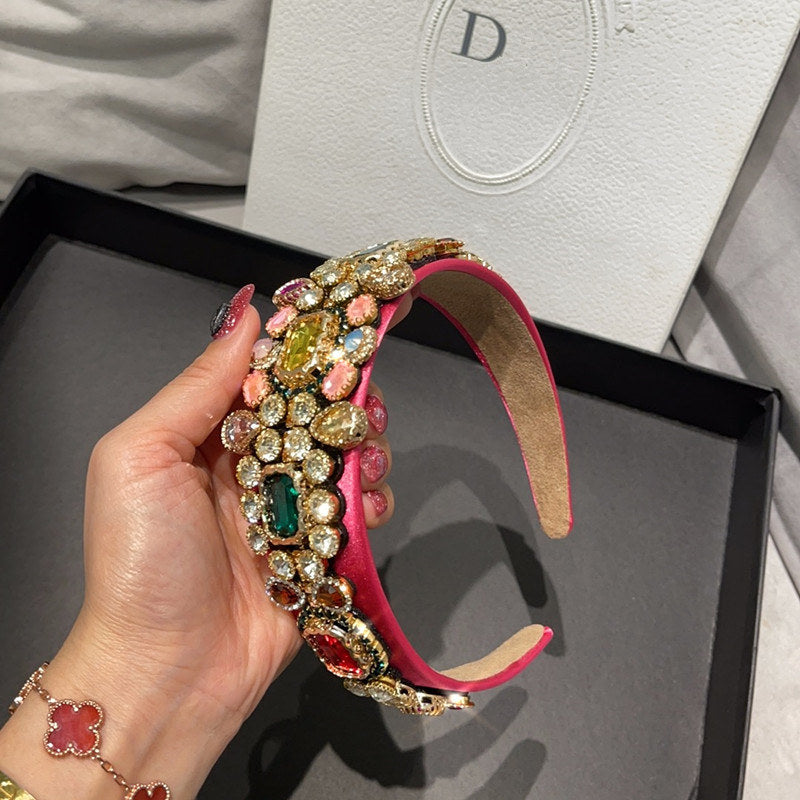 Headband with diamonds and colorful rhinestones