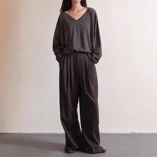 Early Autumn Tops V-Neck Long Sleeve T-Shirt
