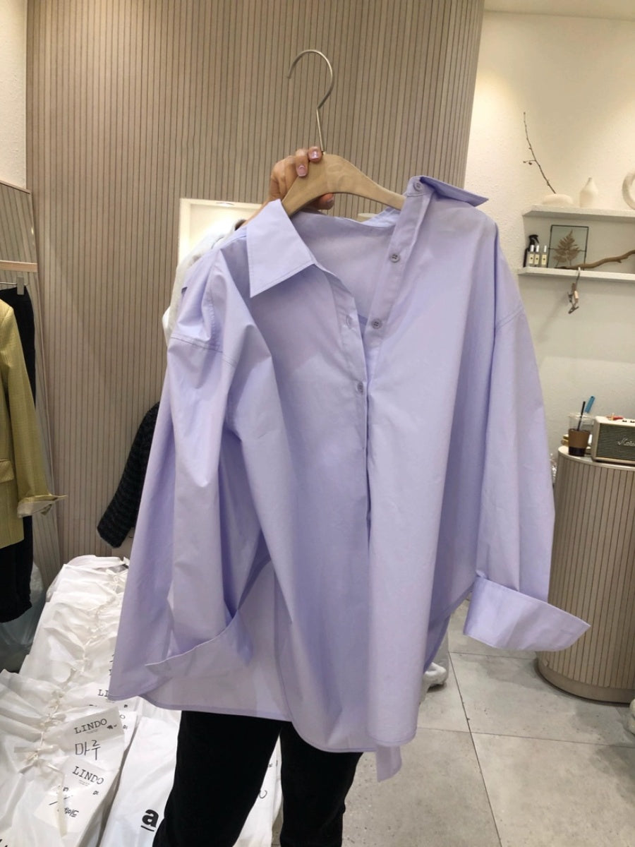 Solid color long sleeve shirt top