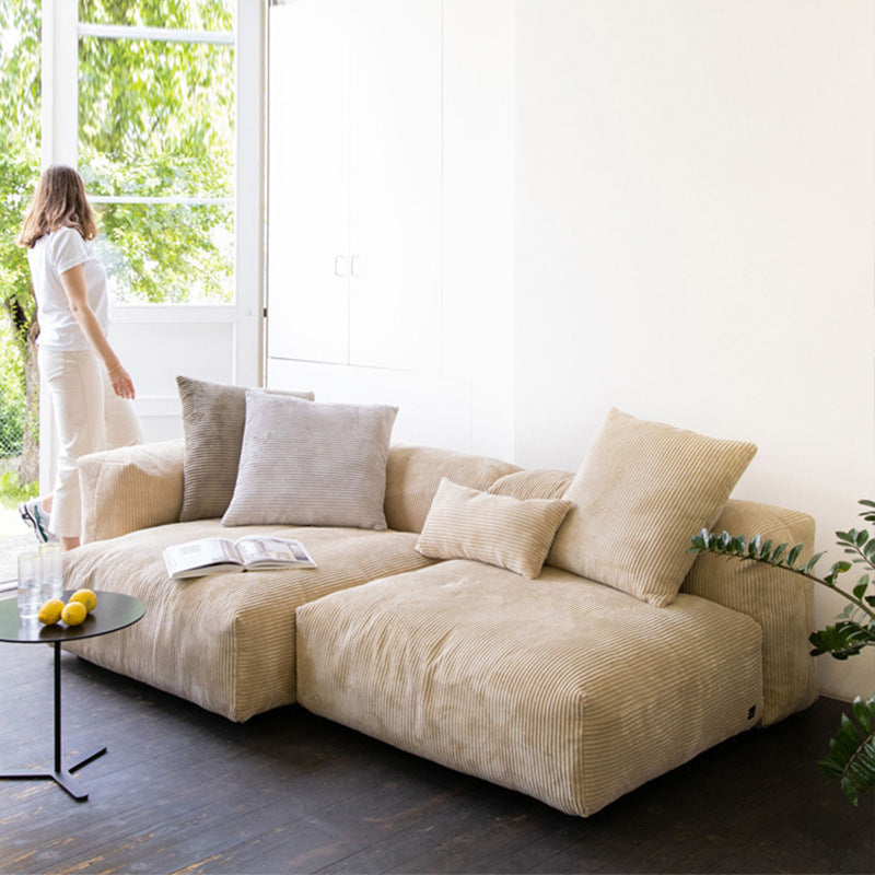 Corduroy fabric sofa living room small apartment Nordic modern minimalist creative module combination lazy down sofa