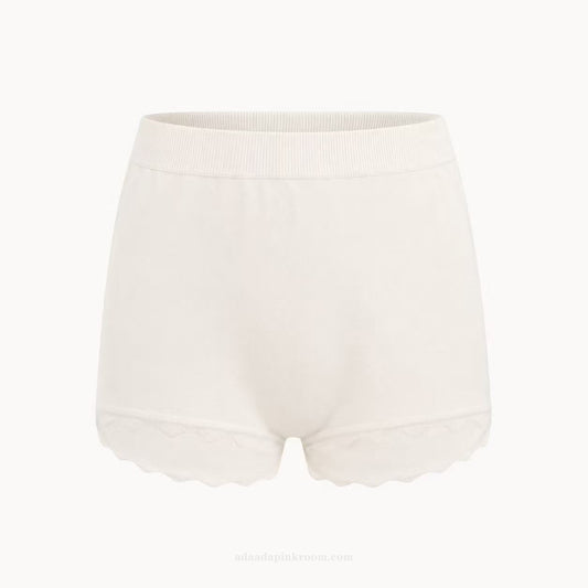 Ivory Scallop Knit Shorts
