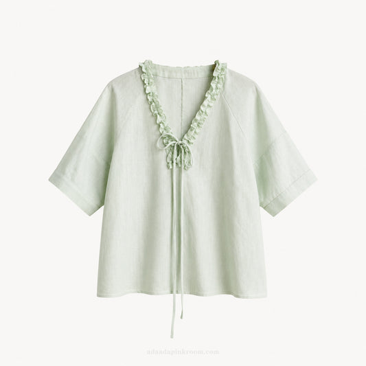 Ruffled Tie-Neck Top