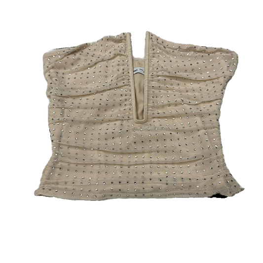 Rhinestone Mesh Slim Back Top