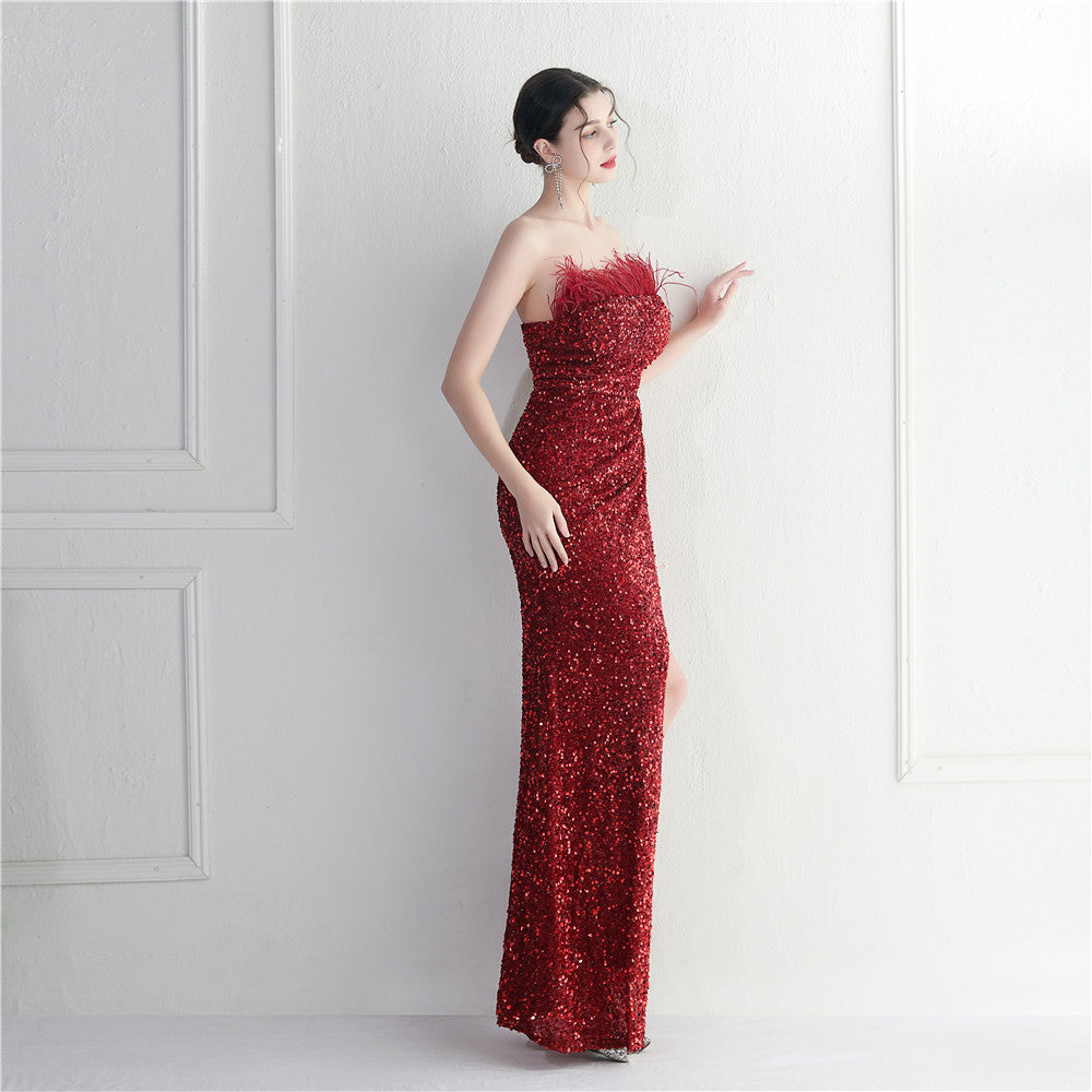Celebrity Party Dinner Nightclub Strapless Long Dress