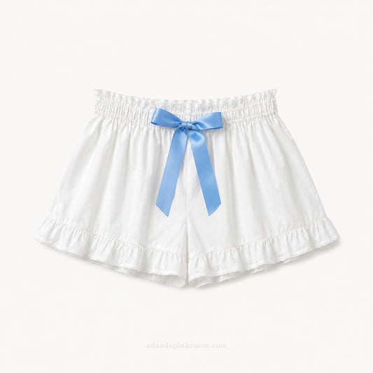 BLUE BOW COTTON SHORTS