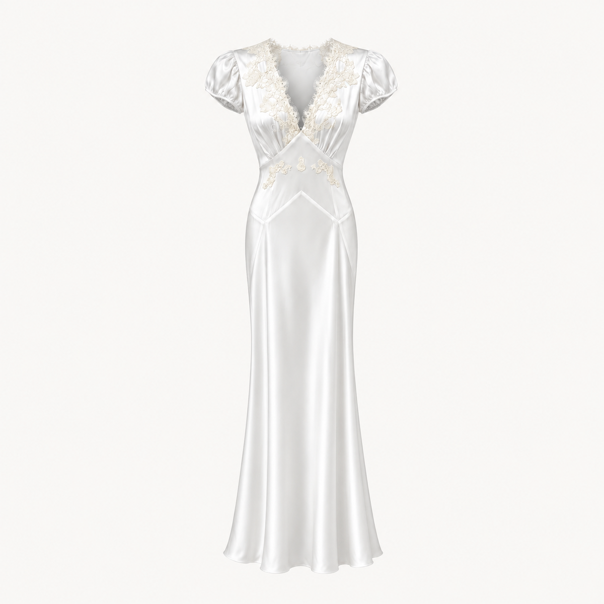 Luna Silk Lace-Trim Maxi Dress - Ivory