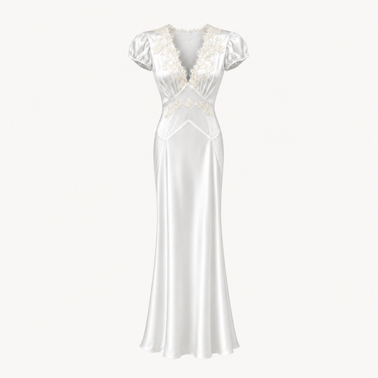 Luna Silk Lace-Trim Maxi Dress - Ivory