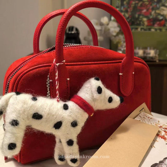 Red Suede Boston Bag