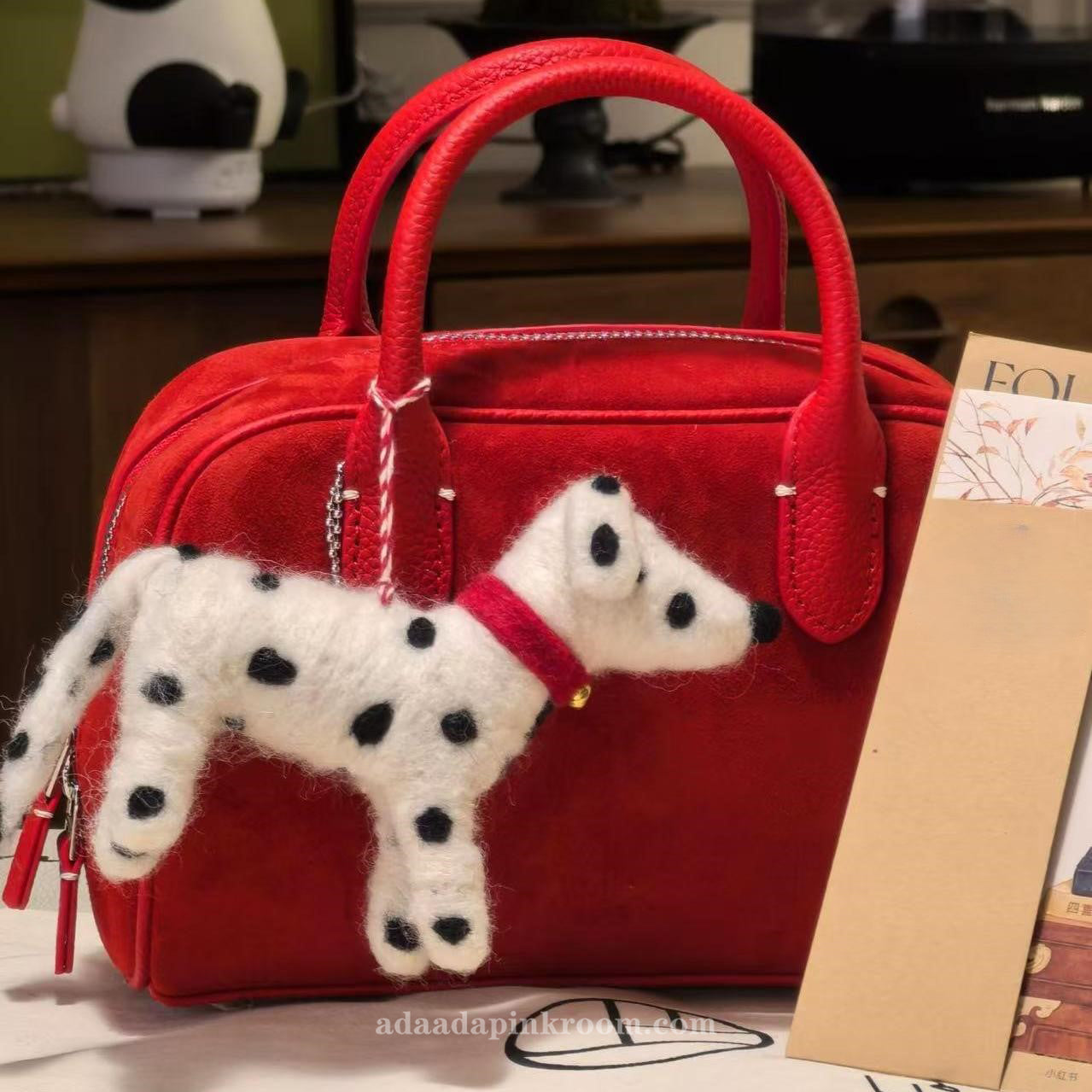 Red Suede Boston Bag